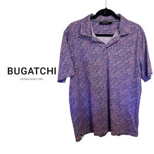 Bugatchi Pink&Blue Patterned Mercerized Cotton Polo Shirt Size Large
